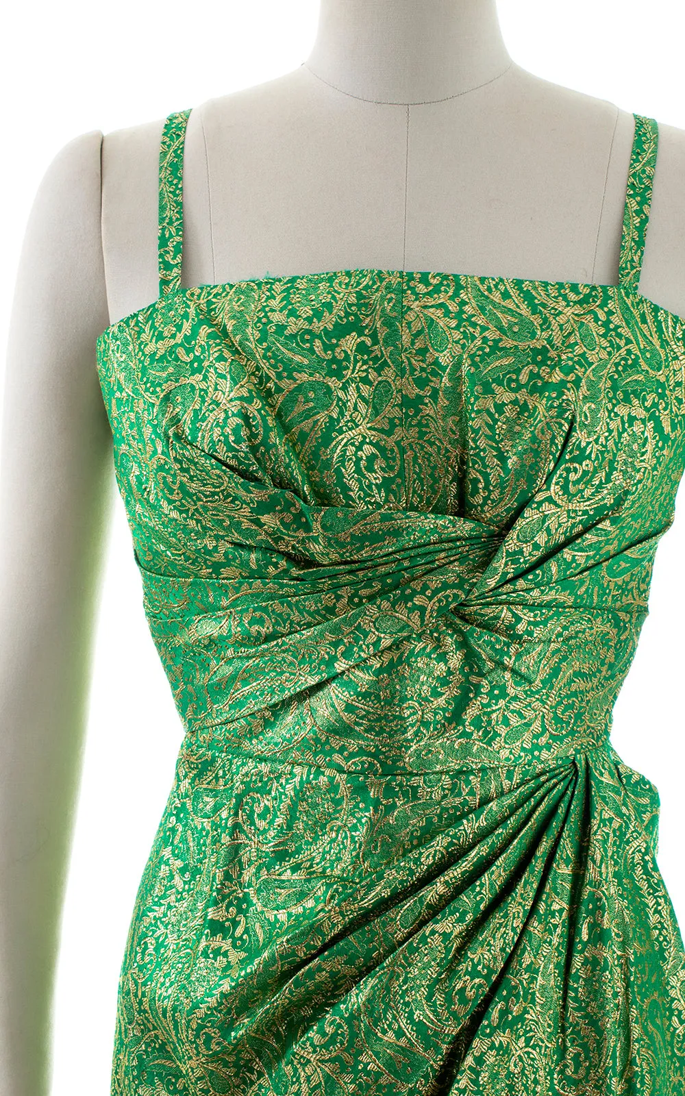 1950s 1960s DOROTHY OHARA Metallic Sarong Dress | medium