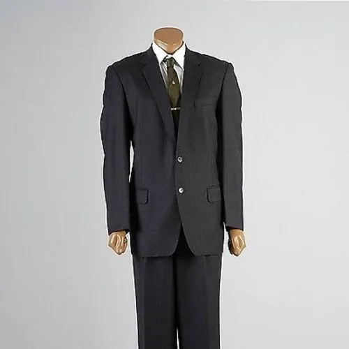 1960s Men's Bespoke Two Piece Winter Suit in  Blue & Gray