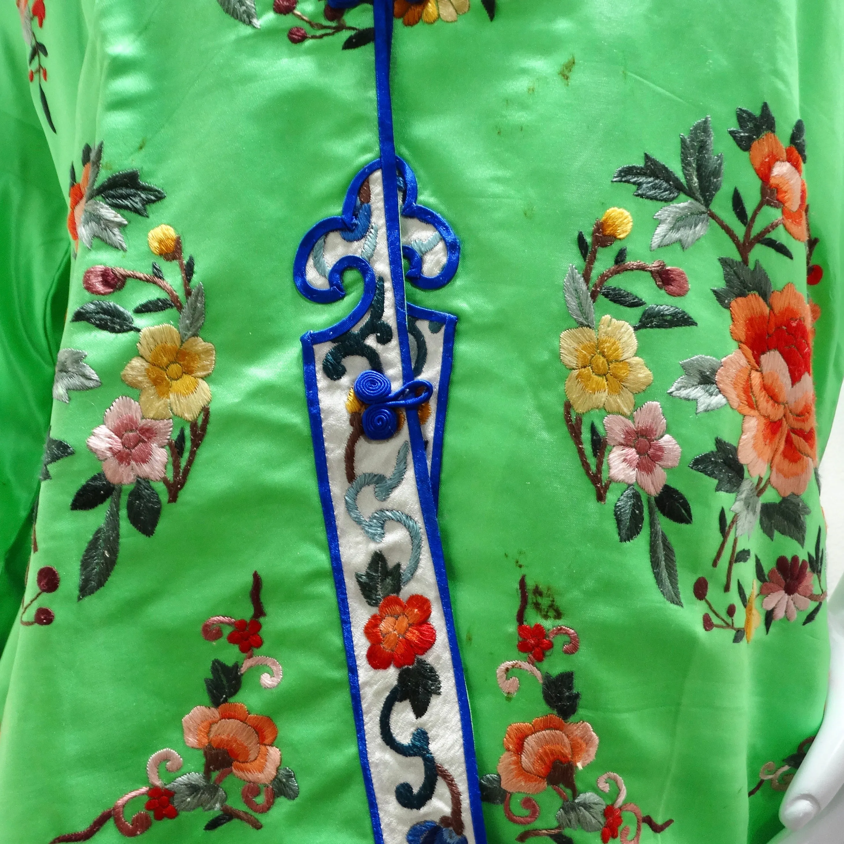 1970s Bright Green Satin Chinese Pajamas