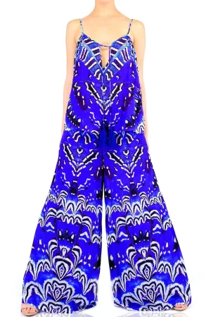 Annabella Butterfly-Print Wide Leg Pants