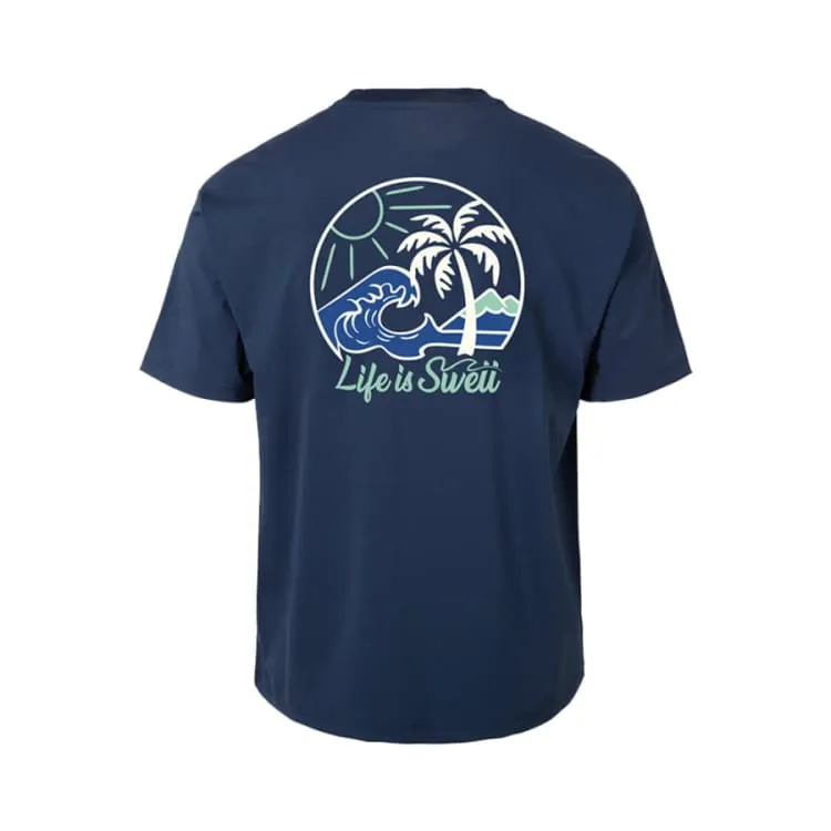Barrel Men Tropical S/S Rash Guard-NAVY