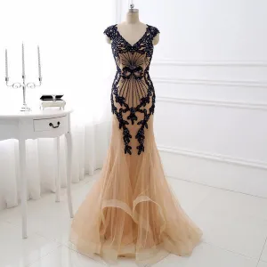 Beading Appliques Luxury Evening Dress