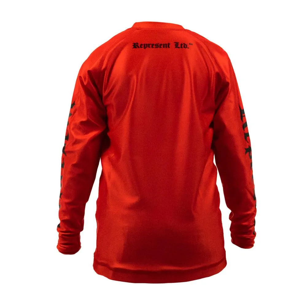 Black Gang Kids Jiu Jitsu Rash Guard Long Sleeve [RED X BLACK]