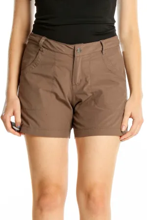 Brown Polyester Blend Outdoor Shorts