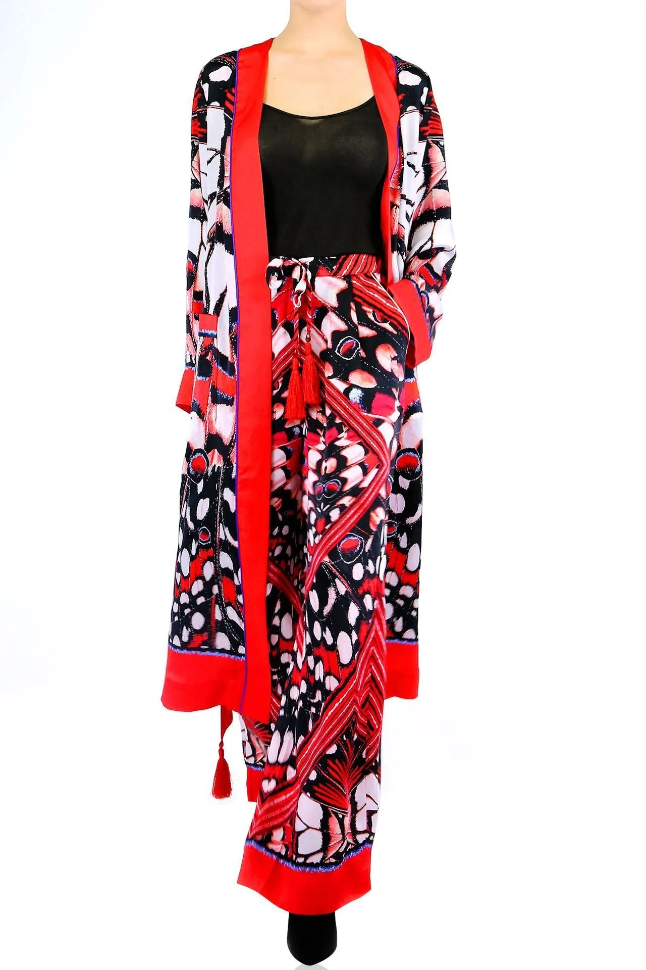 Butterfly Print Silk Pants