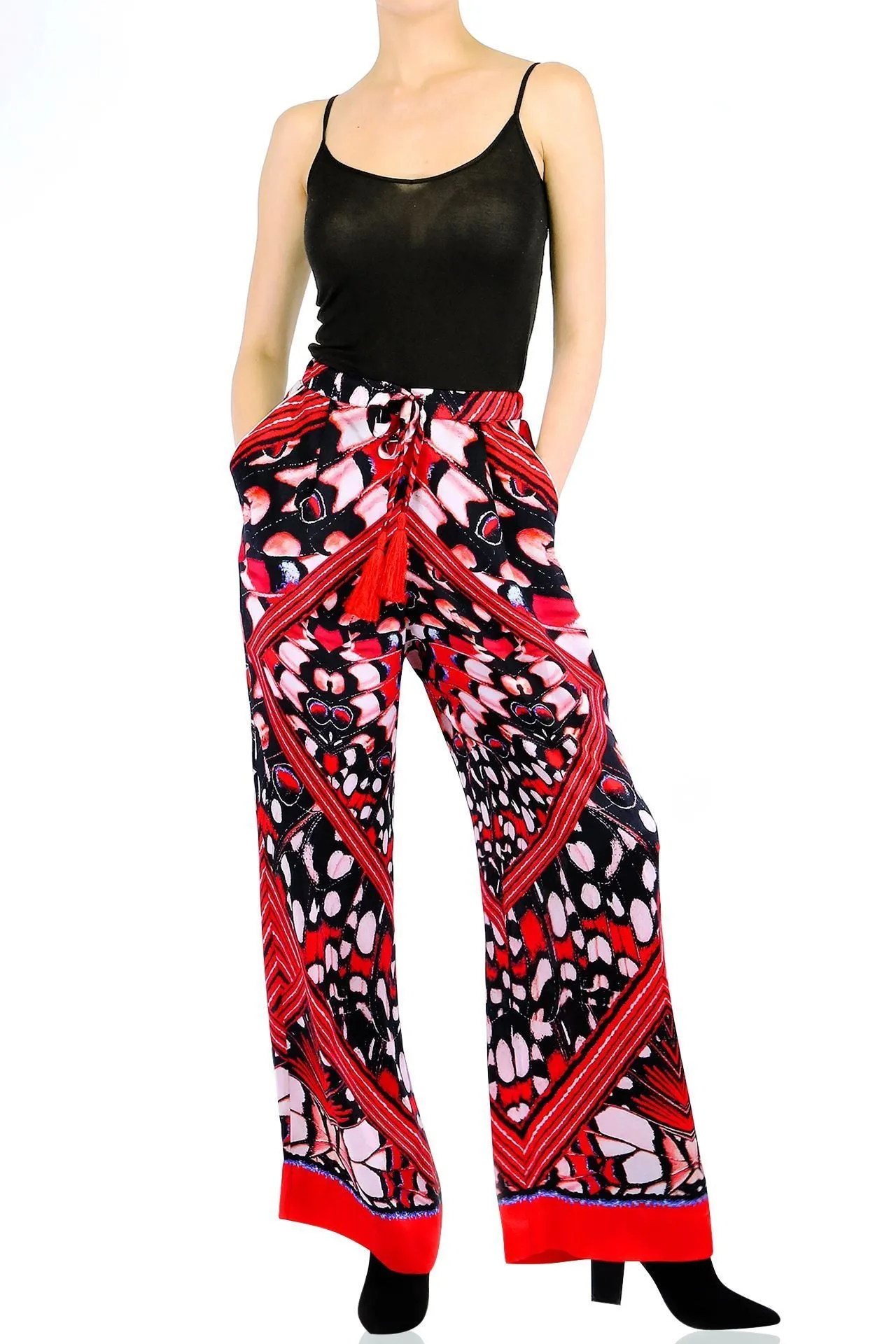 Butterfly Print Silk Pants