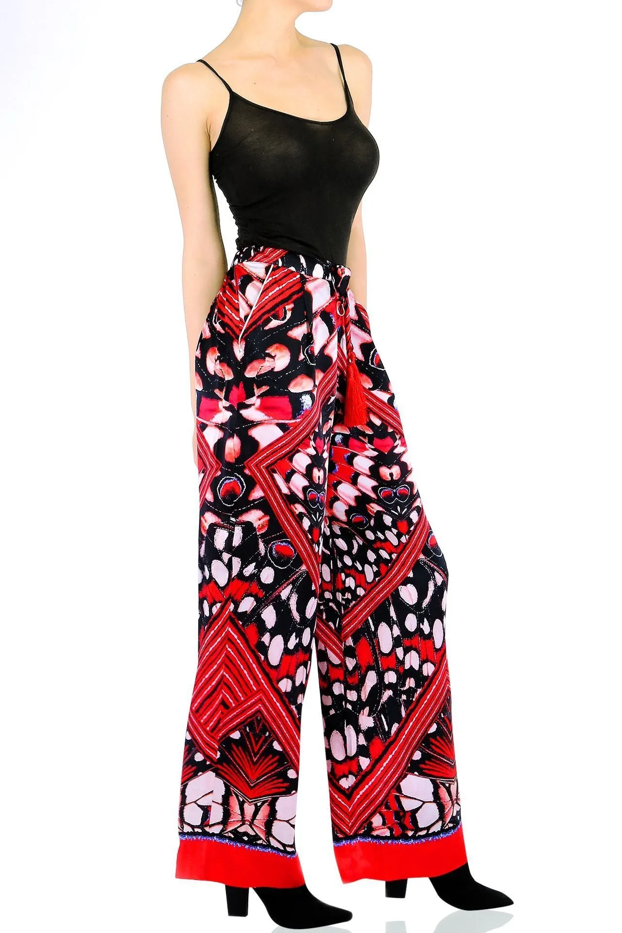 Butterfly Print Silk Pants