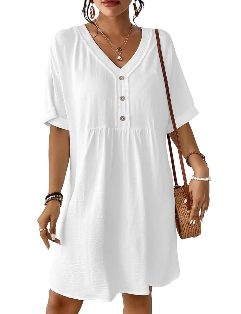 Button Down Bikini  Beach Dress Cover Up