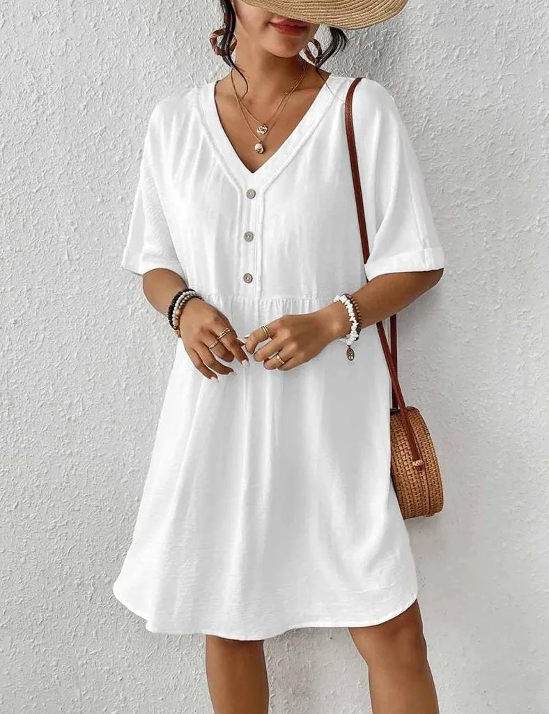 Button Down Bikini  Beach Dress Cover Up