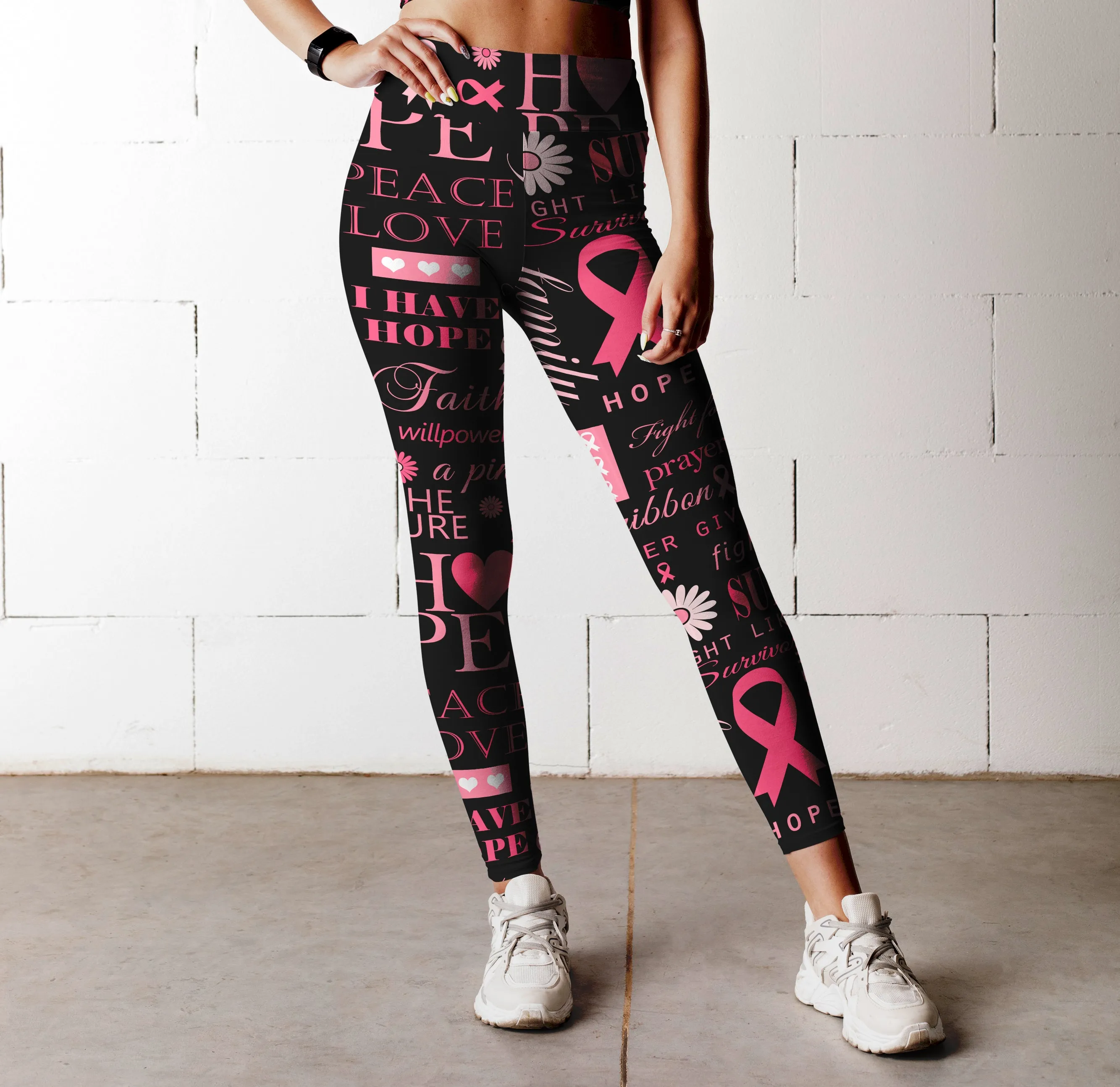 Cancer Awareness High Waist Leggings