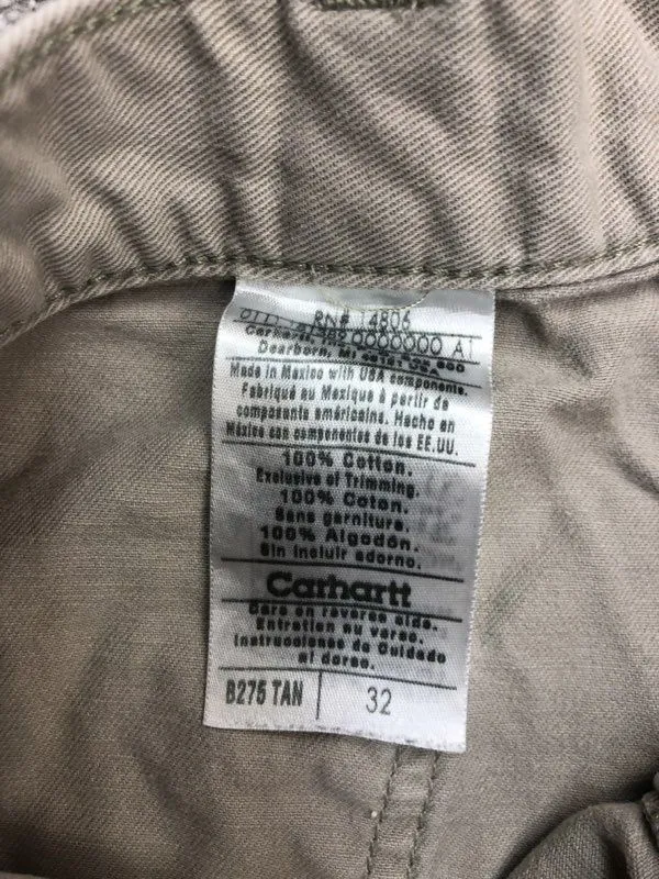 Carhartt Shorts Mens 32 Tan khaki Utility Cargo Work Shorts B275 Tan 100% Cotton