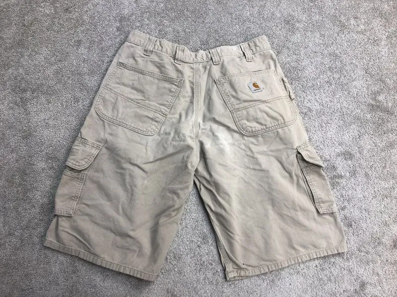Carhartt Shorts Mens 32 Tan khaki Utility Cargo Work Shorts B275 Tan 100% Cotton