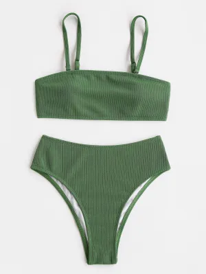 Casual Plain Spaghetti Strap Women Bikini Sets