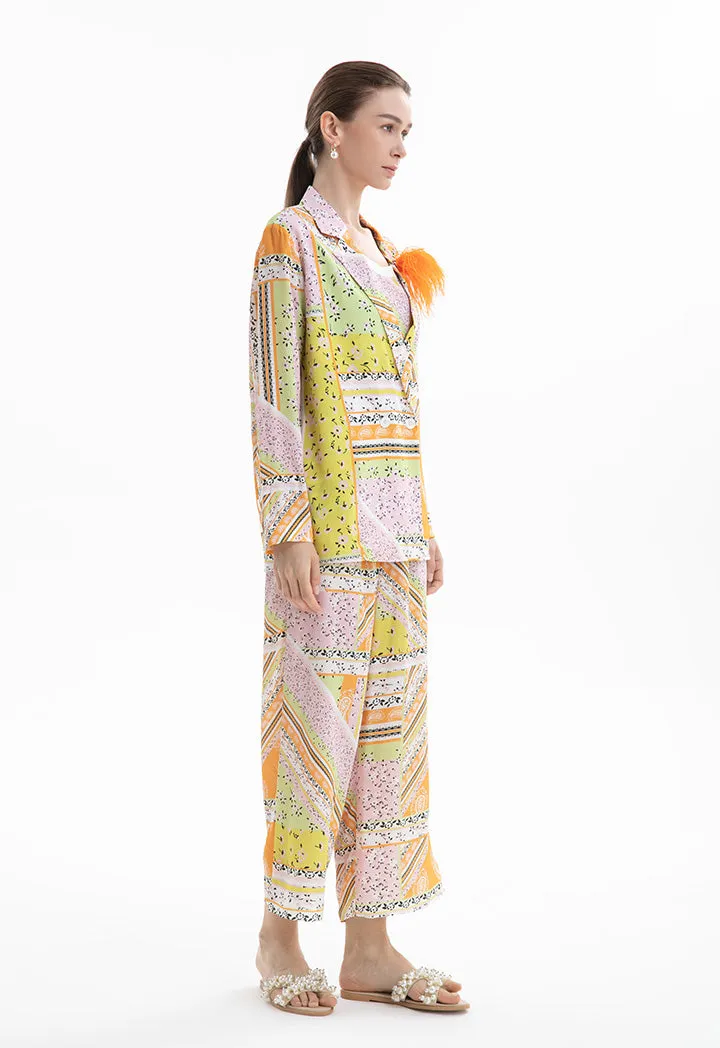 Choice Disty Printed Overlap Jacket Multi Color
