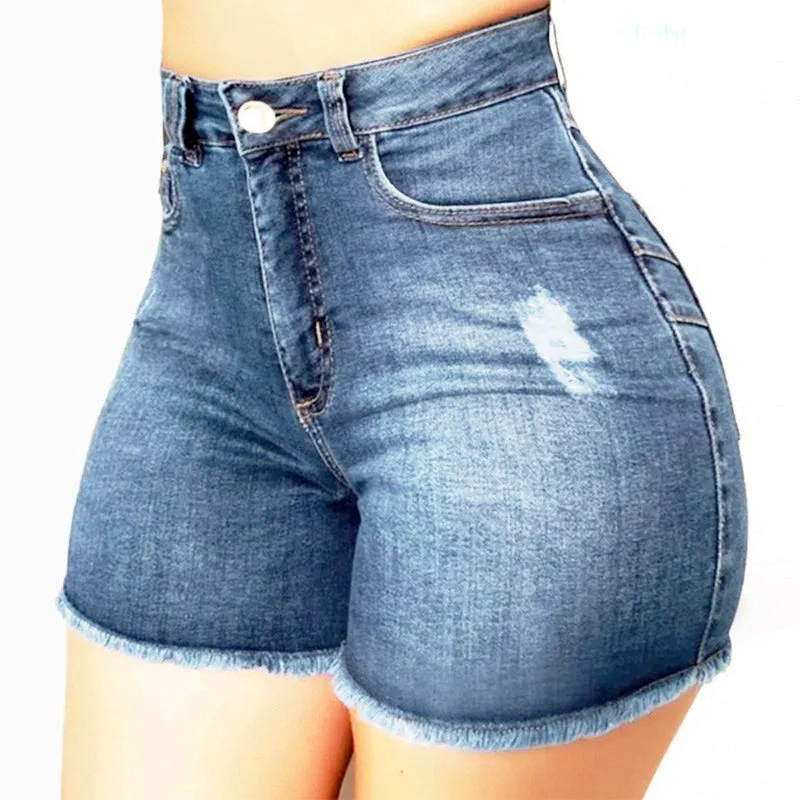 Classic Blue High-Rise Denim Shorts