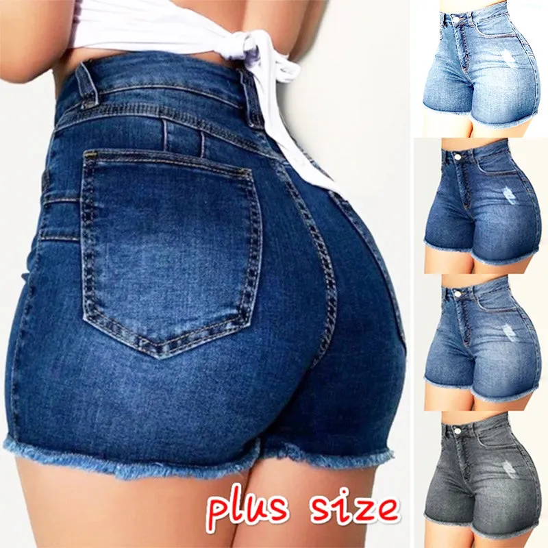Classic Blue High-Rise Denim Shorts