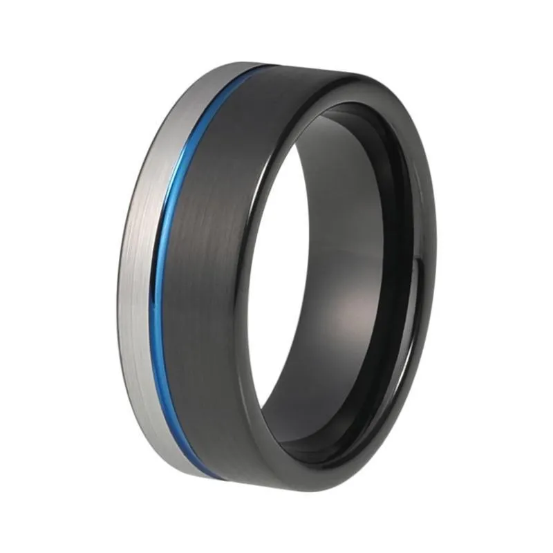 Cold Bachelor Pipe Cut Brushed Tungsten Band