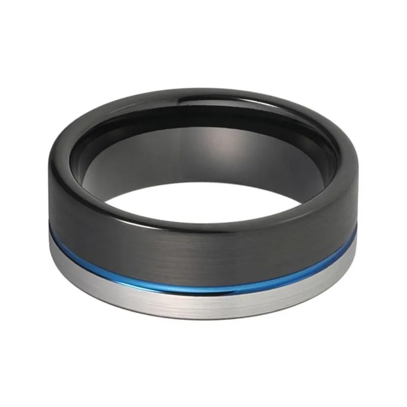 Cold Bachelor Pipe Cut Brushed Tungsten Band