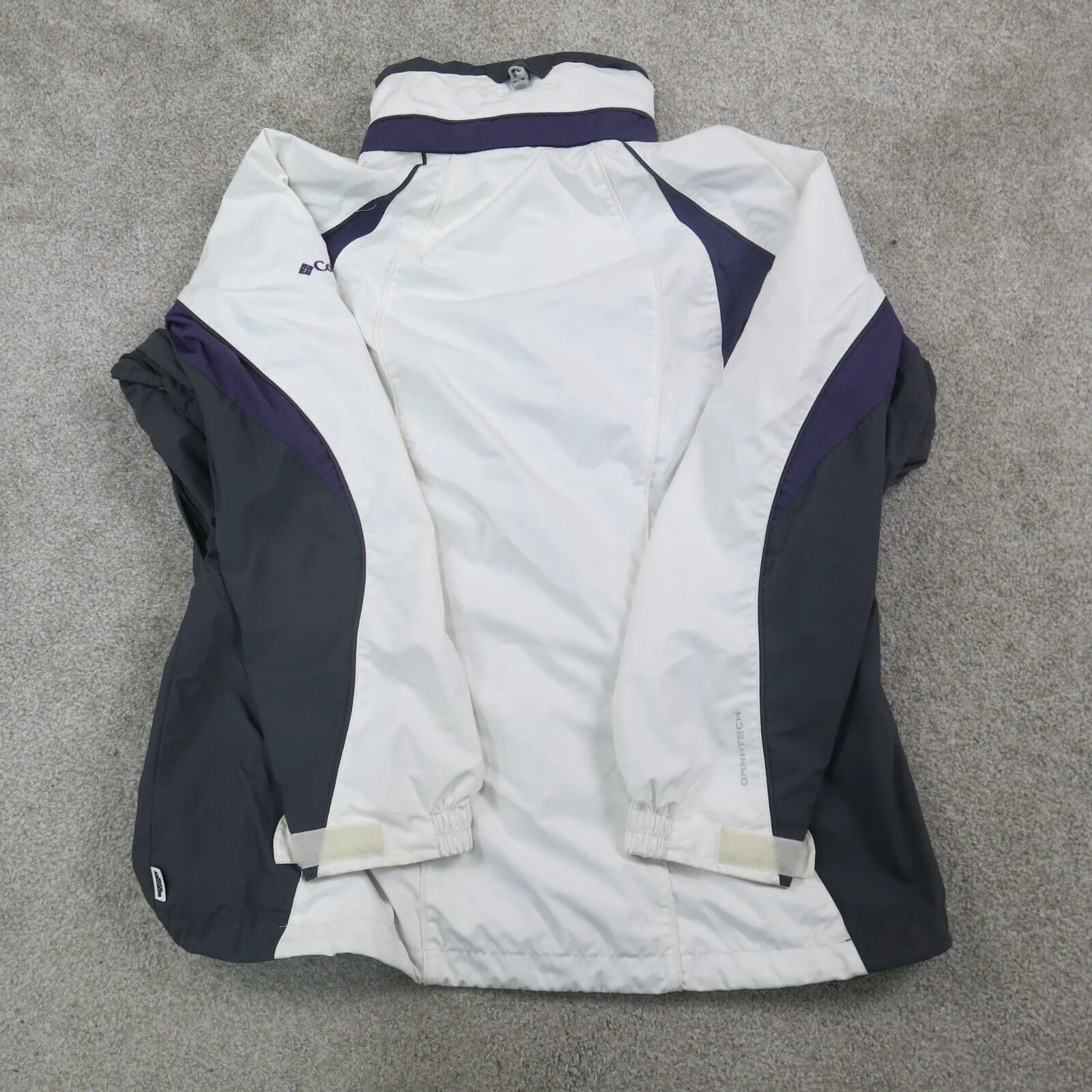 Columbia Womens Full Zip Up Windbreaker Jackets Mock Neck White Black Size Large
