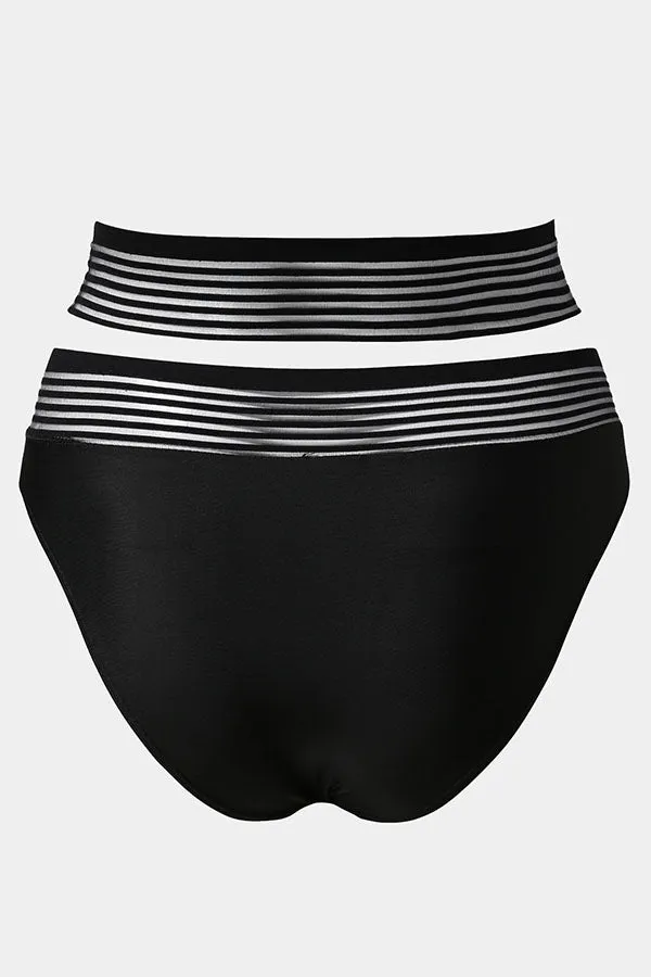 Crisscross Stripe High Waist Swim Shorts