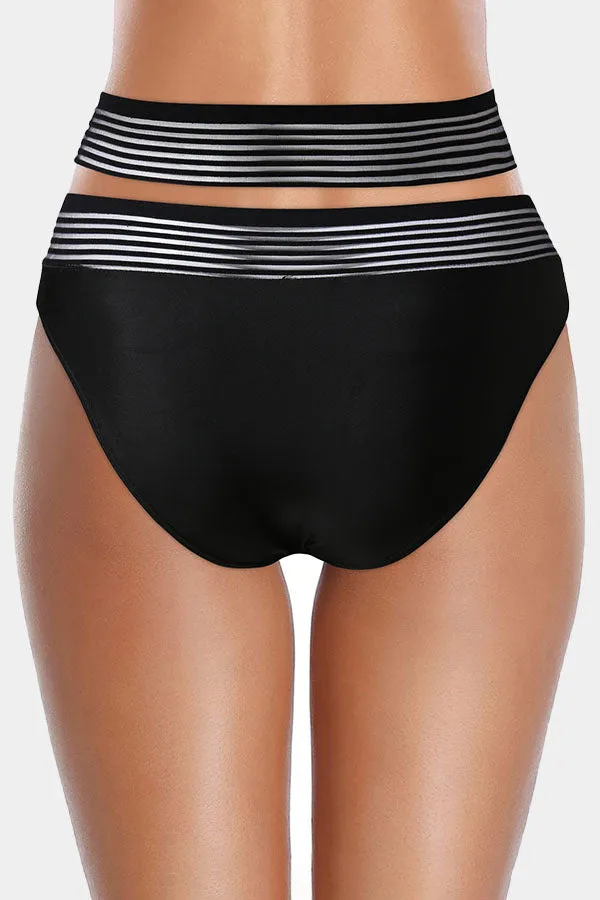 Crisscross Stripe High Waist Swim Shorts