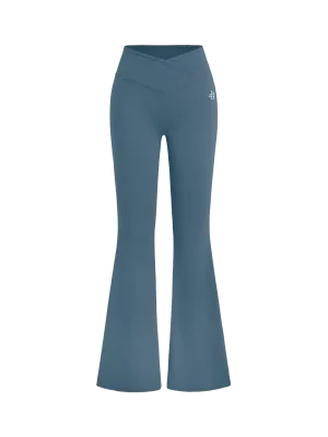 Cross-waist Flared Leggings - Dark Teal