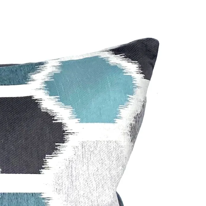 Cyan Modern Ikat Lumbar Pillow Cover 13x22