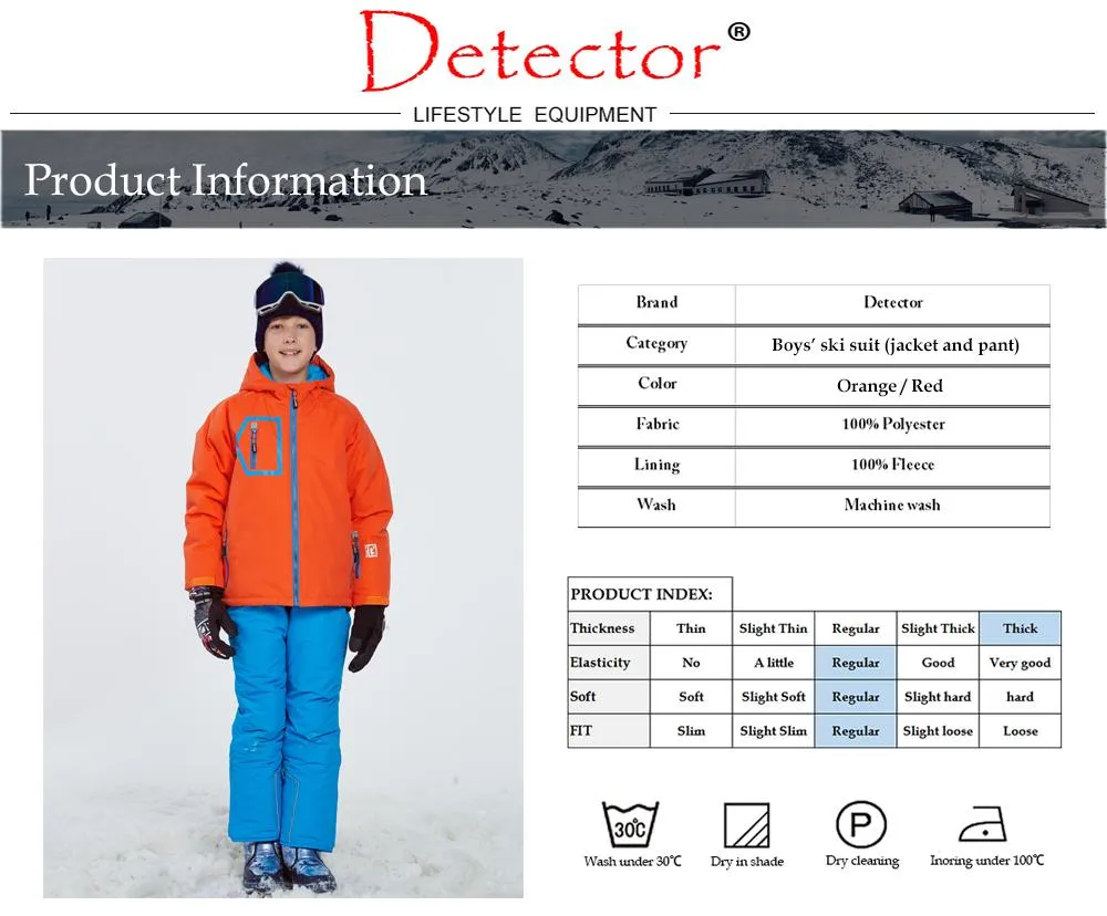 DETECTOR Warm Winter Boys Ski Suit - Kid's