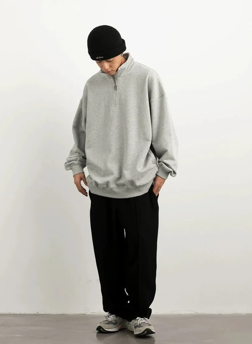 Drop Shoulder Half-Zip Oversized Sweatshirt