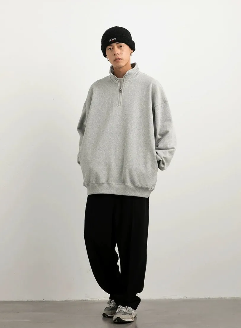 Drop Shoulder Half-Zip Oversized Sweatshirt