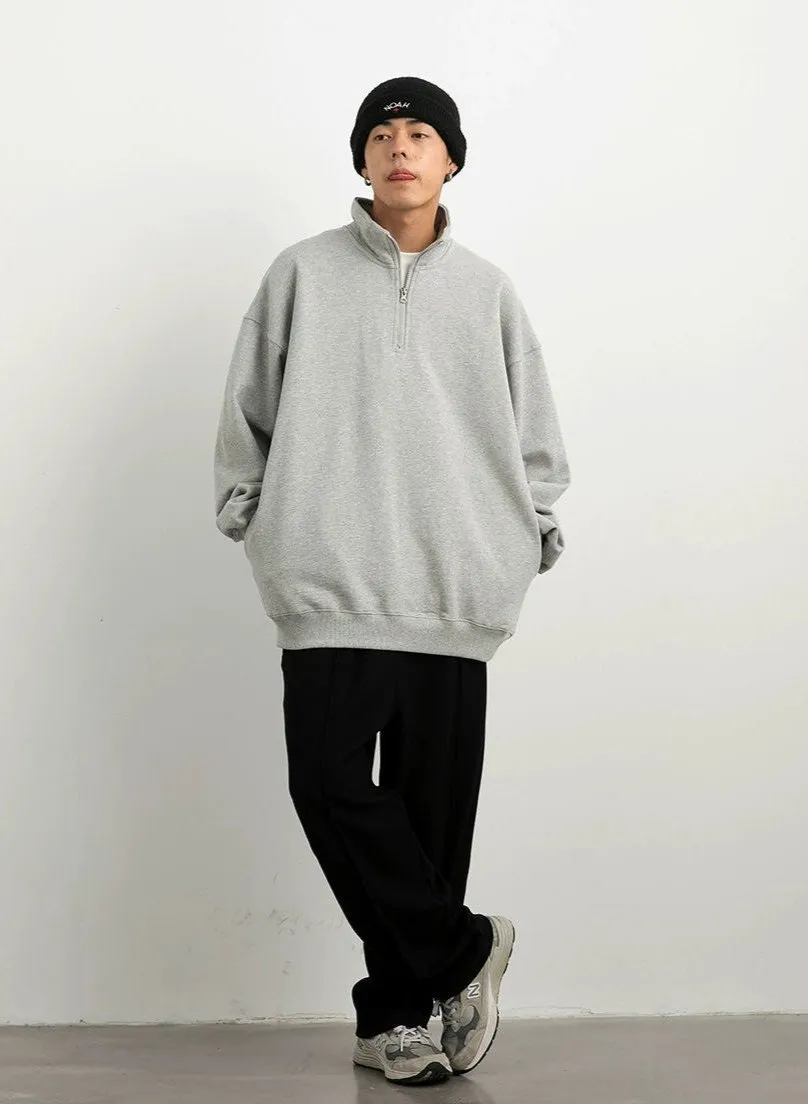 Drop Shoulder Half-Zip Oversized Sweatshirt
