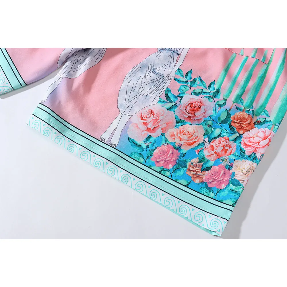 Floral Pink Polyester Short