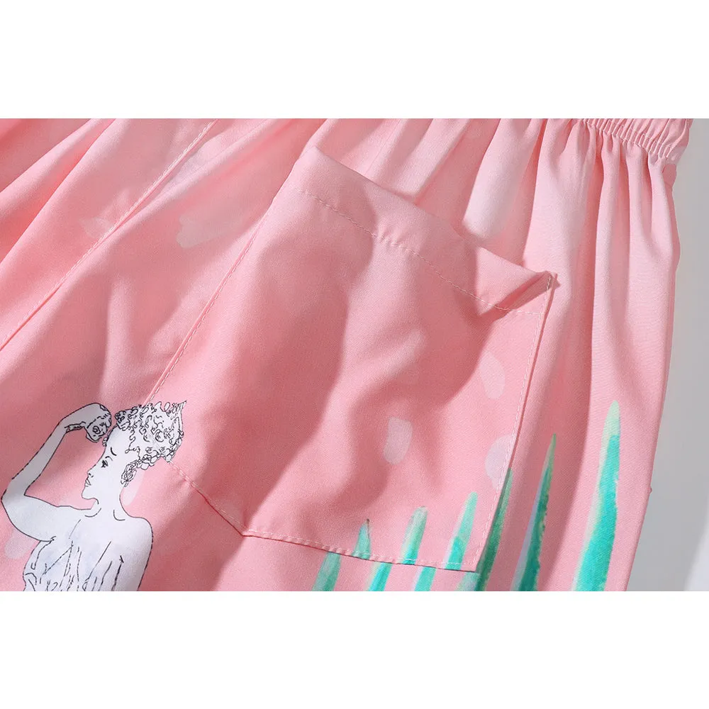 Floral Pink Polyester Short