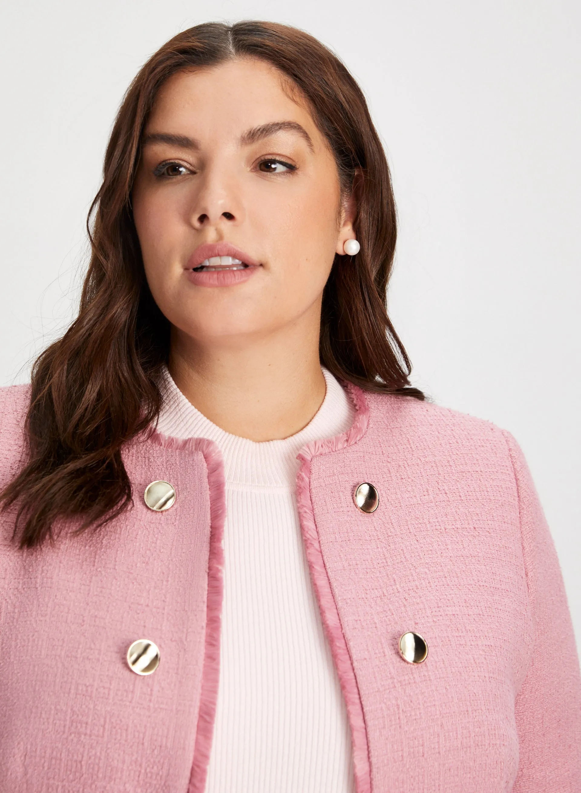 Fringe & Button Detail Jacket