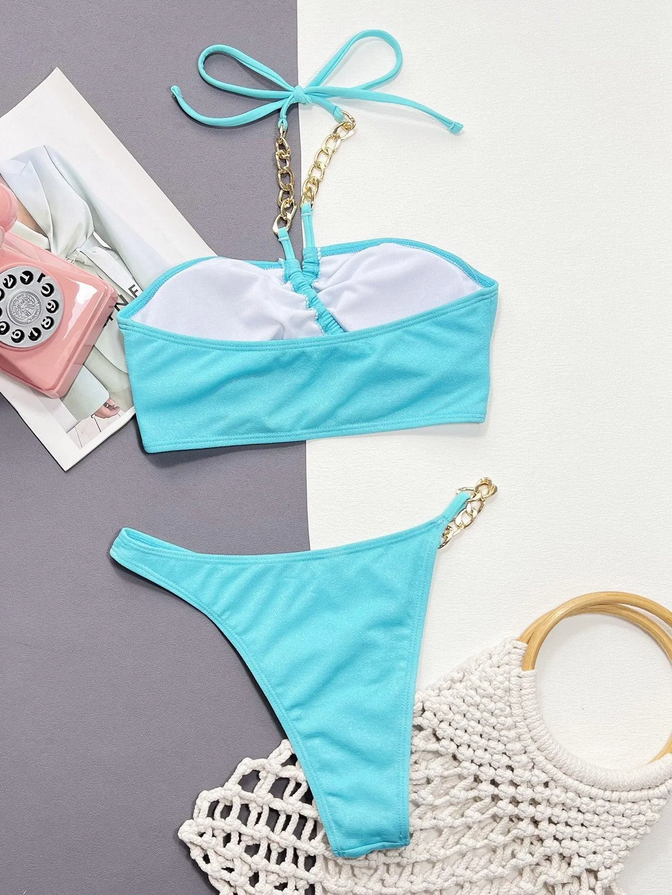 GFIT® New Sexy Chain Tie-Front Bikinis Set
