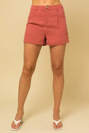 Gilli Front Pleated Short in Coral