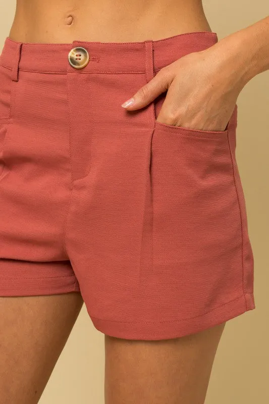 Gilli Front Pleated Short in Coral