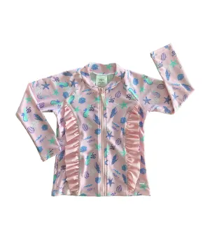Girls Long Sleeve Rash Top - Sea Life