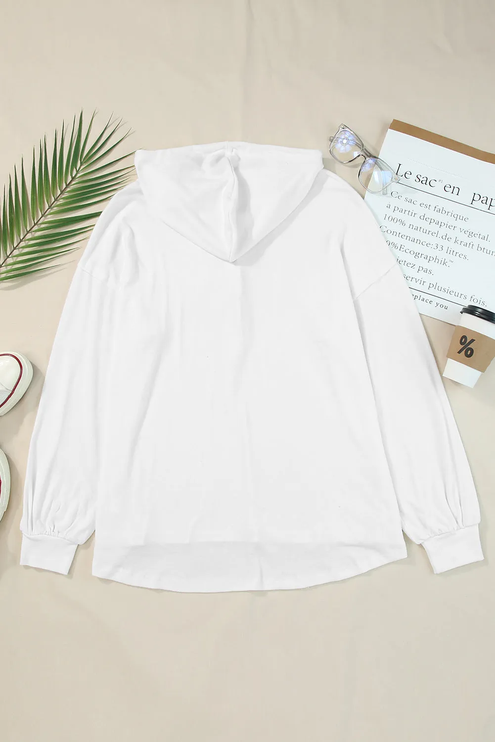 Half Buttoned High Low Hoodie
