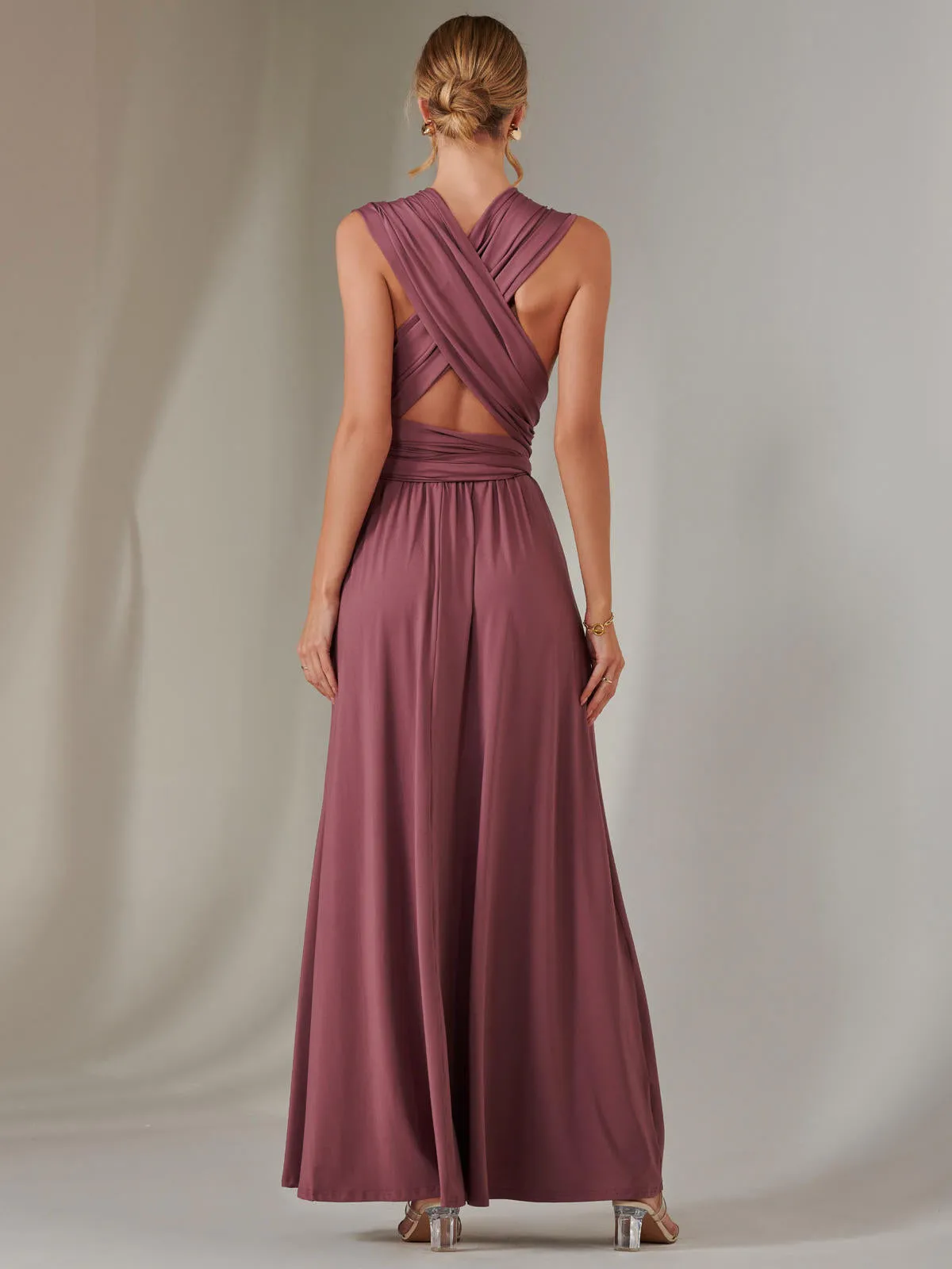 Halter Neck Maxi Bridesmaid Dress, Mauve