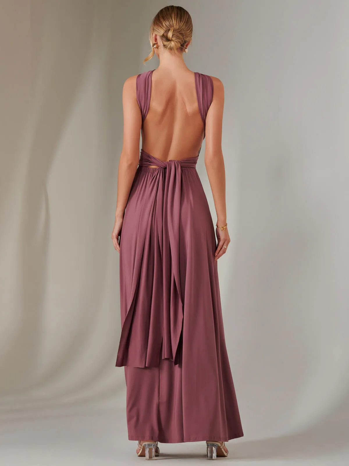 Halter Neck Maxi Bridesmaid Dress, Mauve