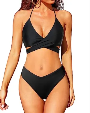 High Waisted Bikini Sets Halter Push Up Swimsuits
