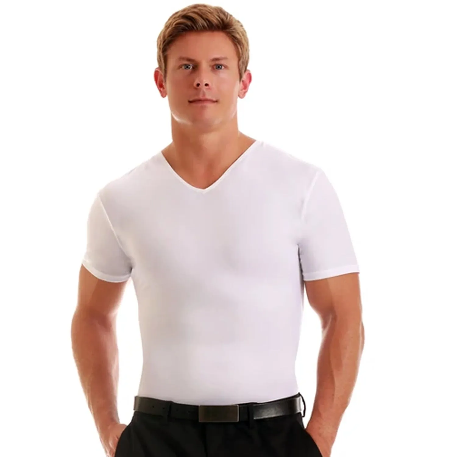 Insta Slim High Compression Short Sleeves V Neck ISVS0001