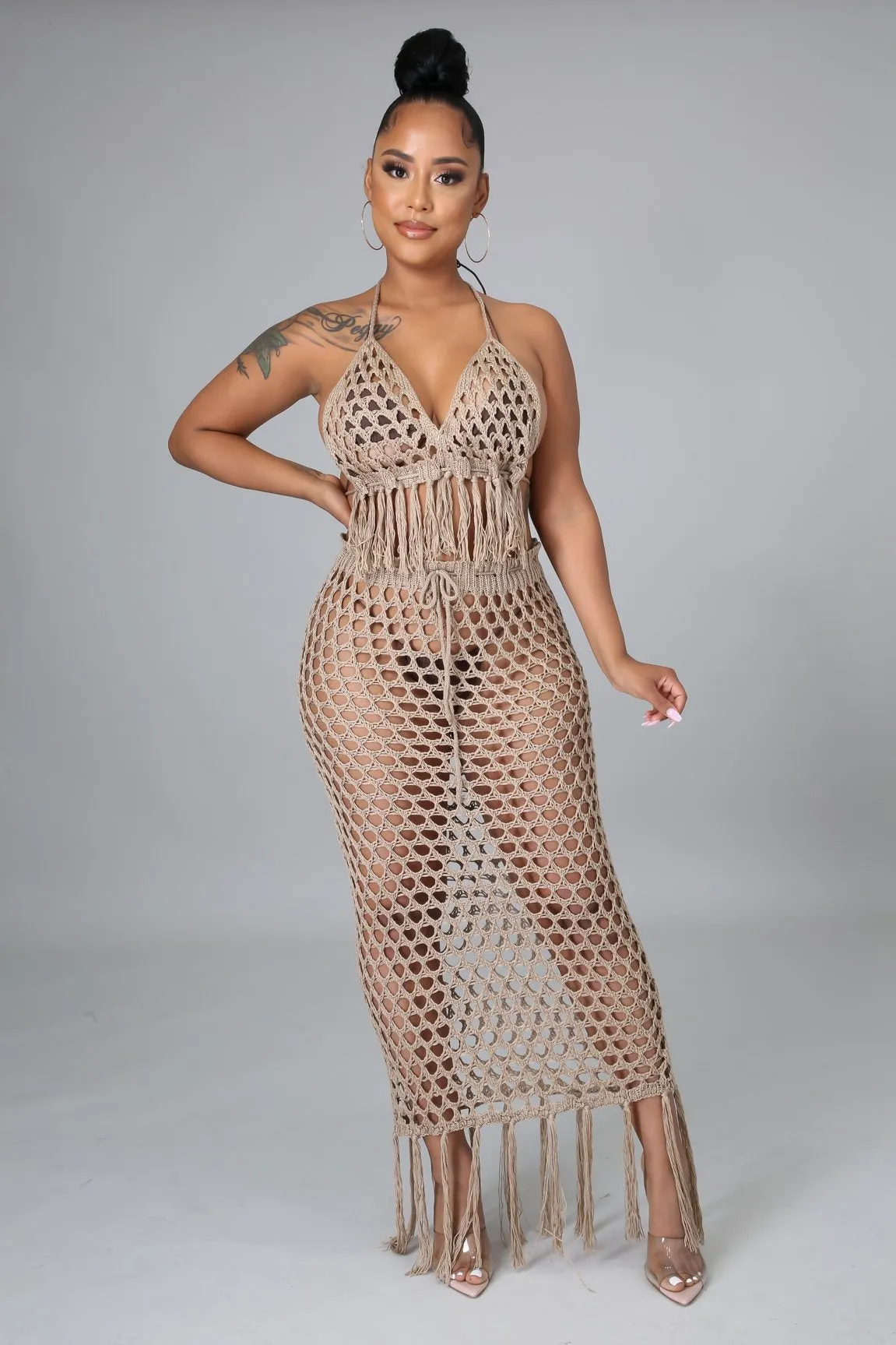 It's A Vibe Crochet Skirt Set