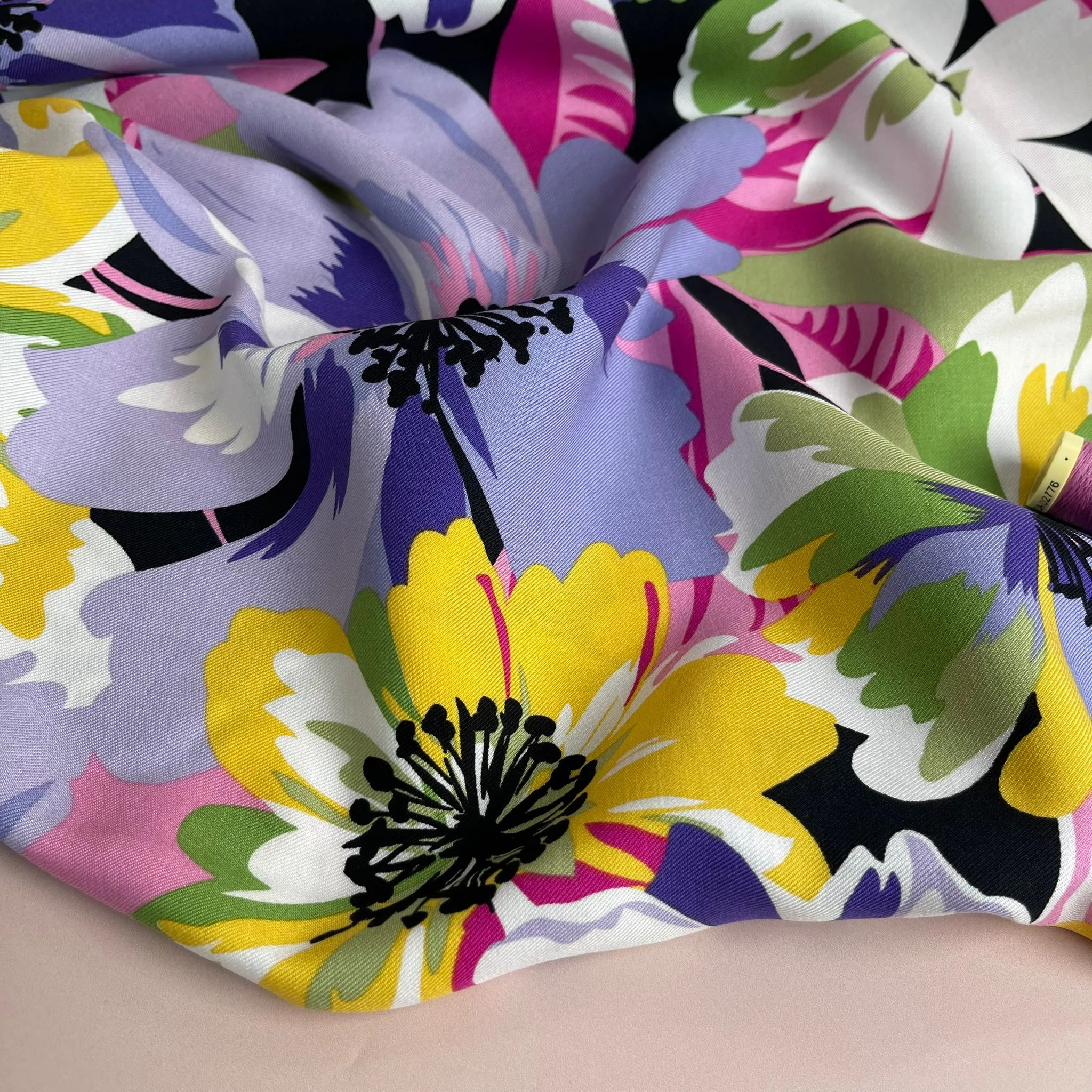 Joyful Blooms Purple Viscose Twill Fabric