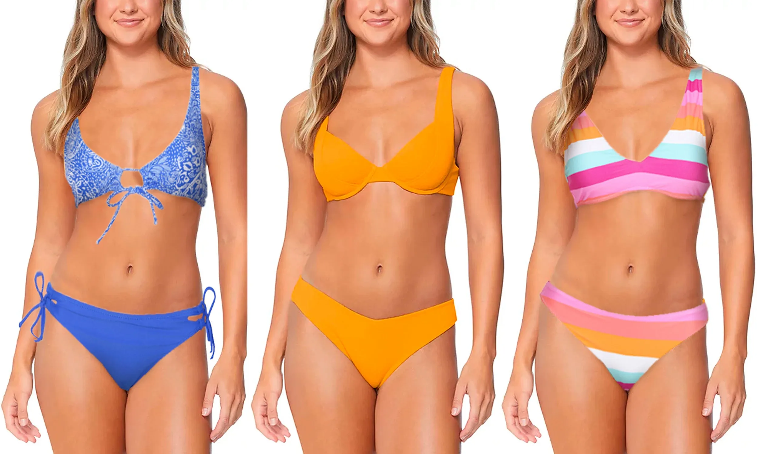 JR-RAER - Wholesale Junior's Print & Textured Bikini Sets