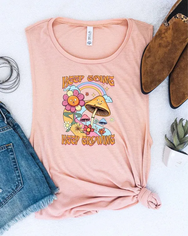 Keep Going Keep Growing Graphic Print Muscle Tank