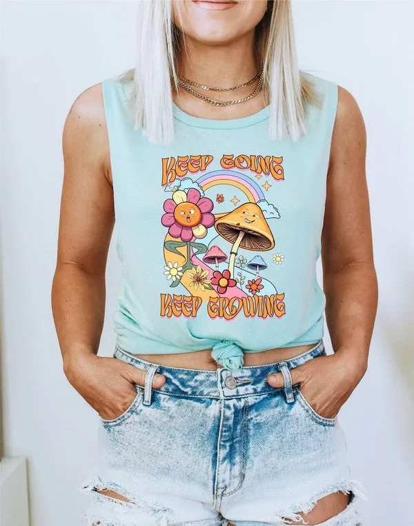 Keep Going Keep Growing Graphic Print Muscle Tank