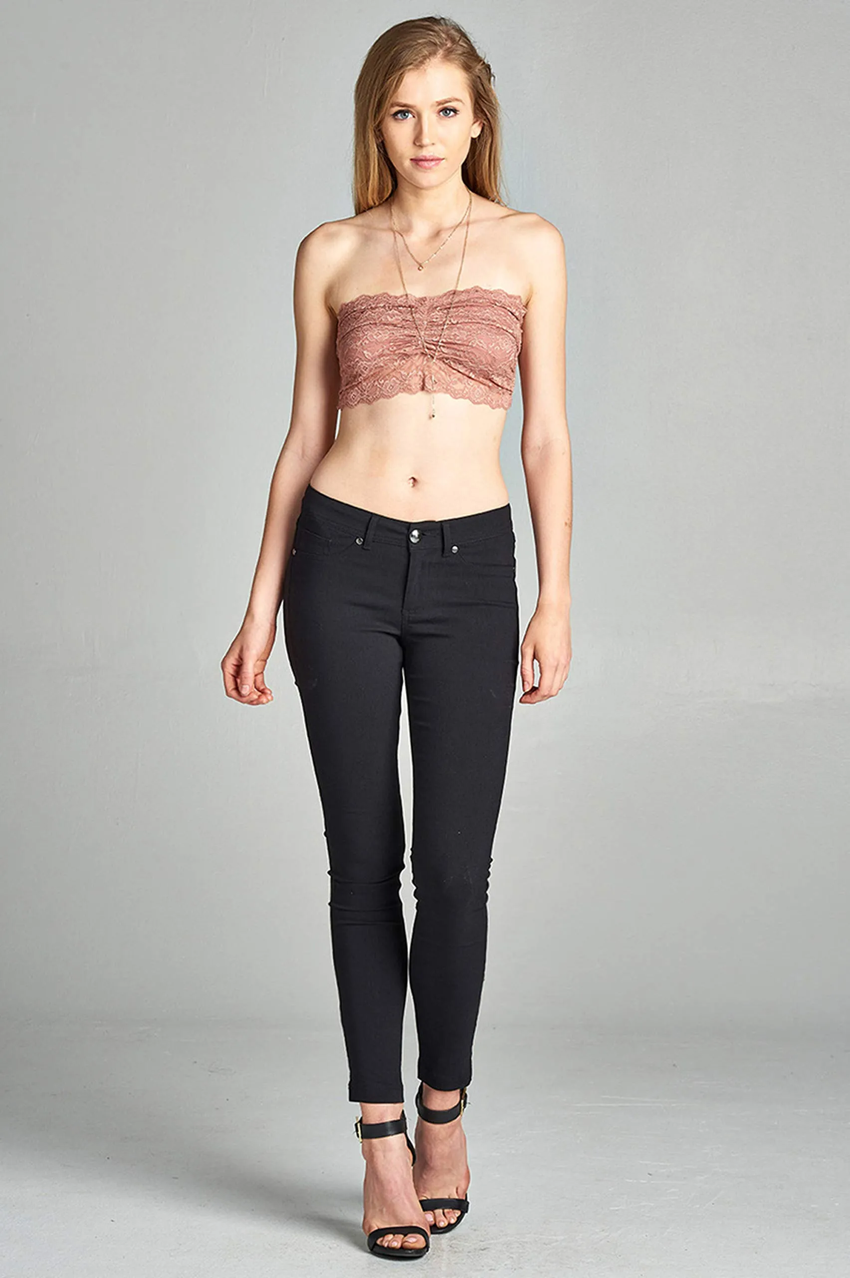 Khanomak Women's Lace Strappy Back Lace Bandeau Bralette Top