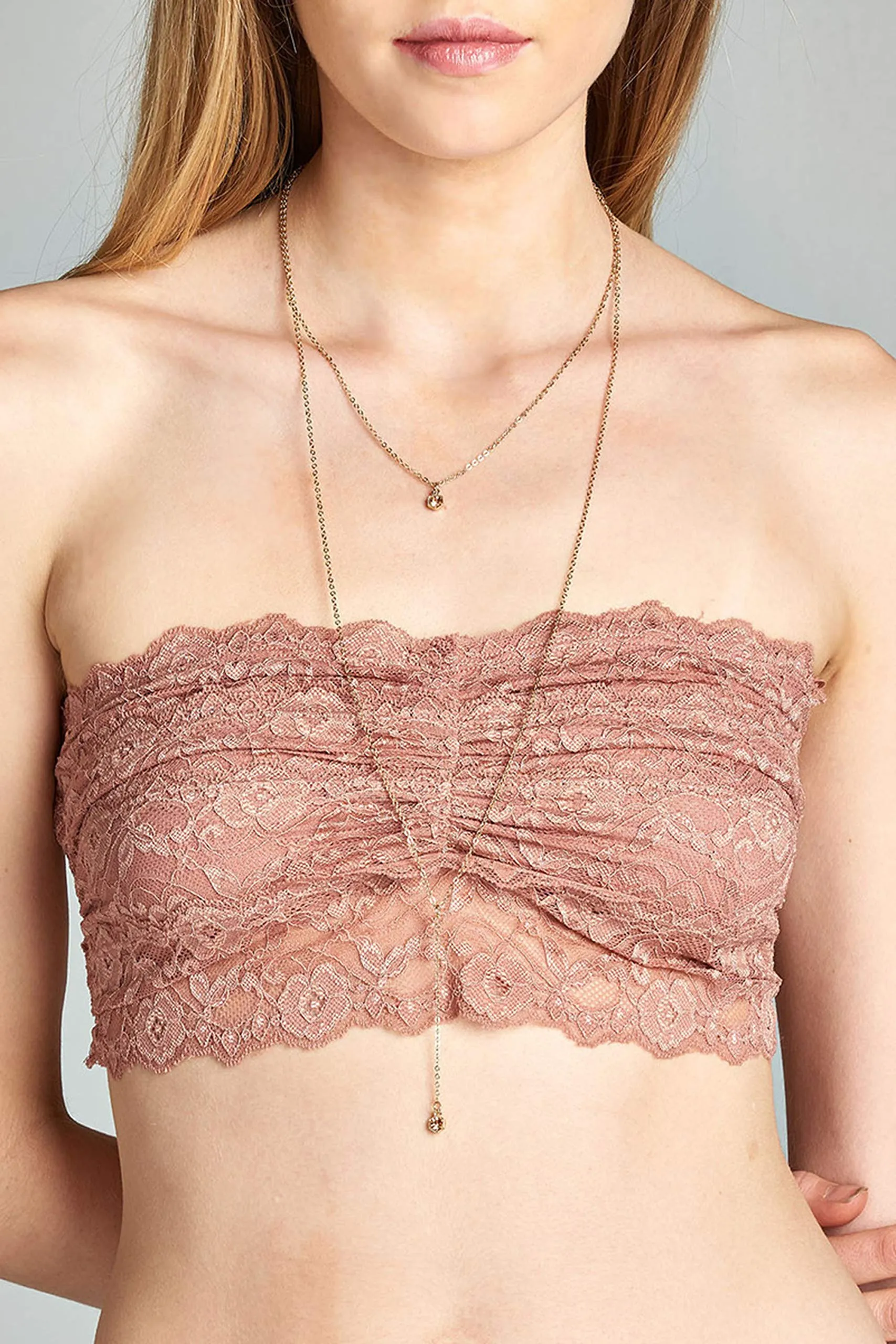 Khanomak Women's Lace Strappy Back Lace Bandeau Bralette Top